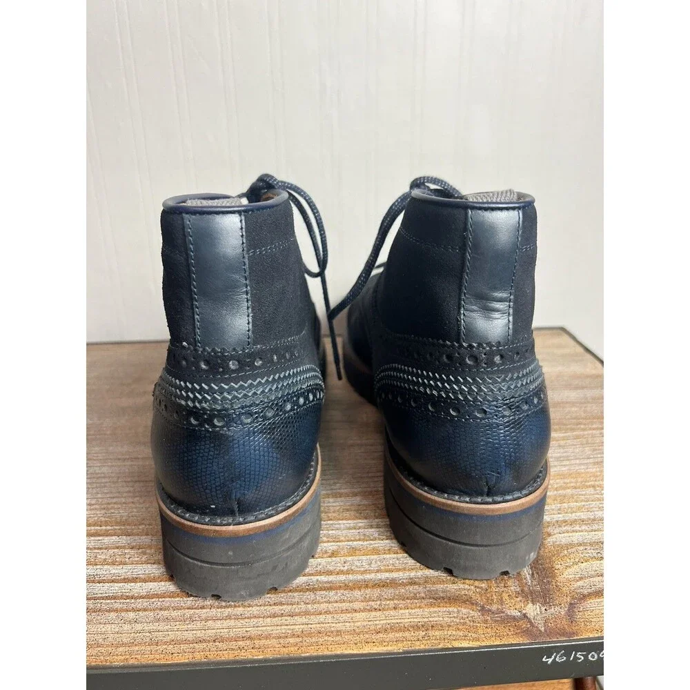 Men’s Brimarts Oxford Wingtip Blue Suede Boots Shoes Made In Italy Size 46